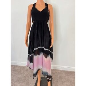 Rachel Rachel Roy Black Pink Tie Dye Handkerchief Hem Cut Out Midi Dress 2